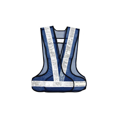 V型反光背心 藍底白條